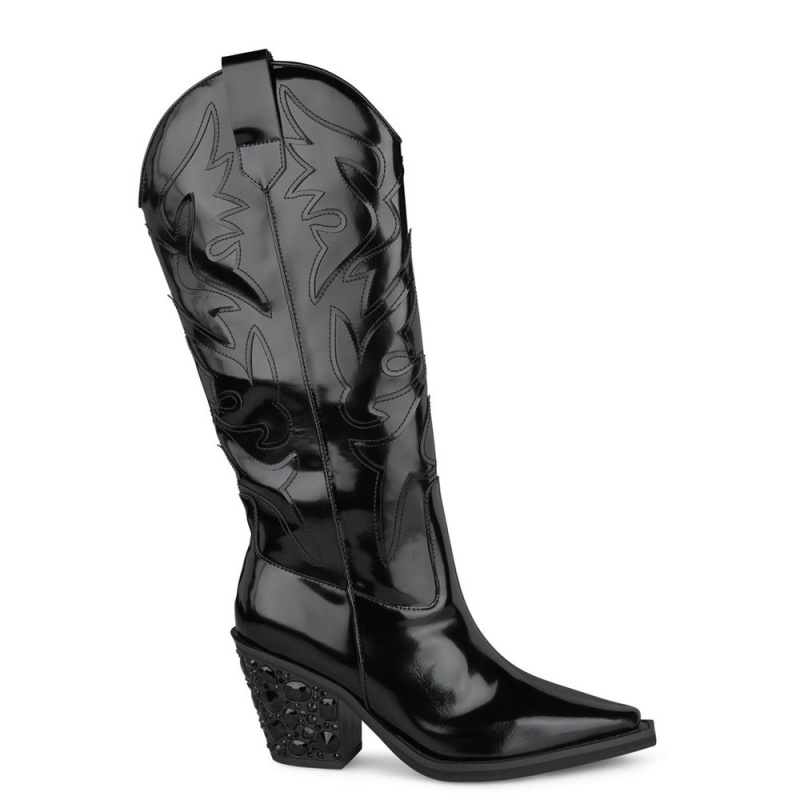 Bottes à Talons Alma En Pena Talons Cowboy Boots Noir Jaune Femme | WCH-32779693